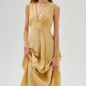 Linen Naive Rebecca 18 | Pleated Maxi Linen Dress Size Small